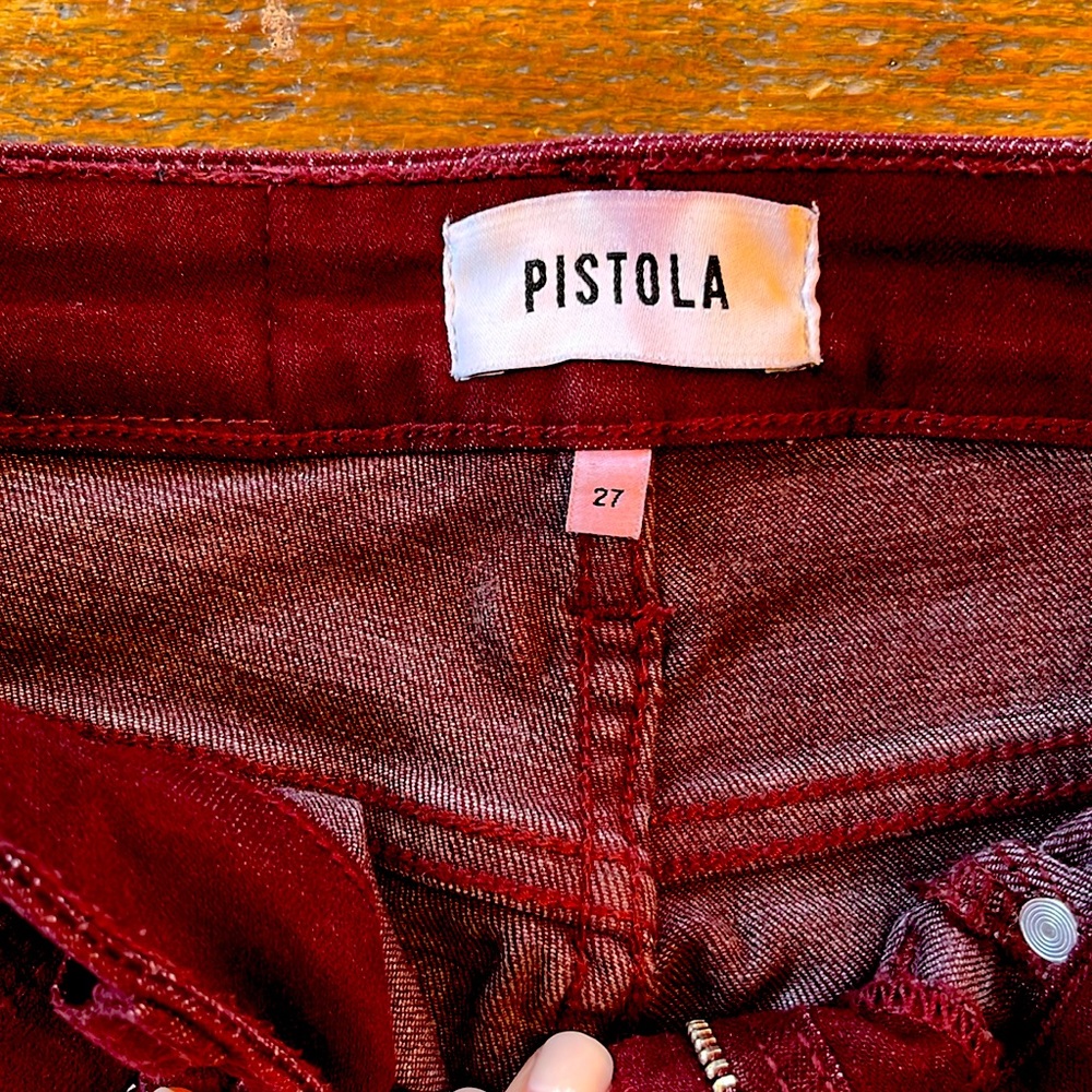 Pistola Maroon waxed jeans